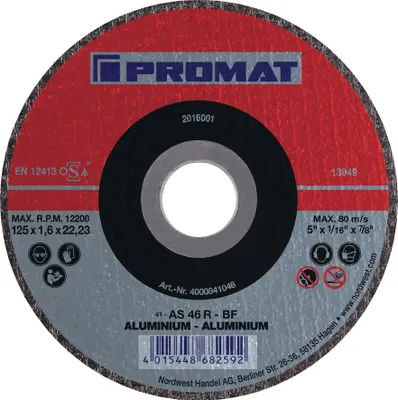 Produktbild von Trennscheibe ALU D125x1mm gerade Aluminium Bohrung 22,23 mm