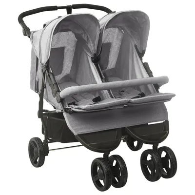 Produktbild von Kinder-Buggy "Tucson" aus Stahl, Leinenstoff in Hellgrau. Abmessungen (B/H) 99x103 cm