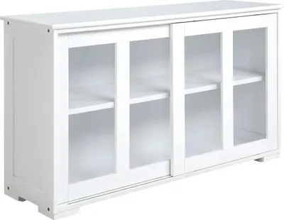 Image de Buffet - Armoire de cuisine/buffet - Empilable - 2 portes coulissantes - 107 x 33 x 62,5 cm - À monter soi-même - Blanc