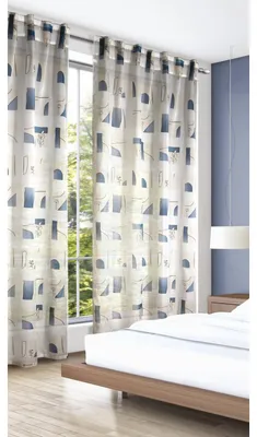 Produktbild von Fertigschal verdeckte Schlaufen „Kästchen“ - Farbe: Blau Größe (HxB): 245x140cm