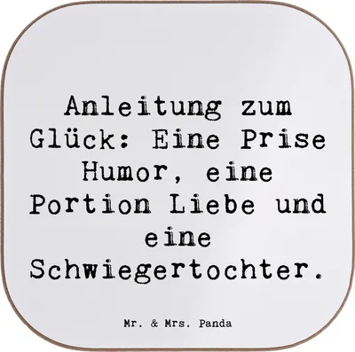 Produktbild von Mr. & Mrs. Panda unterleger Spruch Humor Liebe Schwiegertochter - Weiß - Geschenk, handgemacht, gläseruntersetzer, Geburtstage, Coaster, Familie feiern, Beziehung