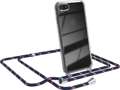 Produktbild von EAZY CASE Handykette kompatibel mit Apple iPhone SE 2020/2022, iPhone 7 / 8, Handyhülle mit Umhängeband, Handykordel, Schutzhülle Clear, Band in Blau