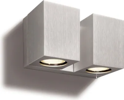 Produktbild von Philips Ecomoods Wandleuchte 332194816, Oberfläche, Quadratisch, 2 Glühbirne(n), GU10, 2700 K, Aluminium