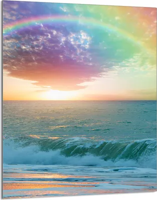 Produktbild von Herdabdeckplatte 40x52 Glaskeramikkochfeld Abdeckung Spritzschutz Glasplatte Deko Schneidebrett, Regenbogen Meer