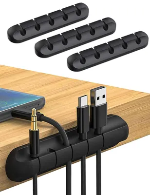 Produktbild von 3x Kabelmanagement Selbstklebend Kabel Organizer Vielzwecke Kabelführung Set für Schreibtisch Computer PC, USB Ladekabel, Zuhause Büro