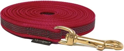 Produktbild von Mystique® Gummierte Schleppleine 15mm mit Handschlaufe Messing Karabiner weinrot 10m