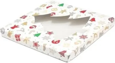 Obrázek produktu pro Dekorativní dárková krabička Vánoční stromeček/dárky 210 x 210 x 20 mm