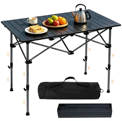 Obrázok produktu pre Skladací campingový stôl, 95 x 55 cm, s nastaviteľnou výškou