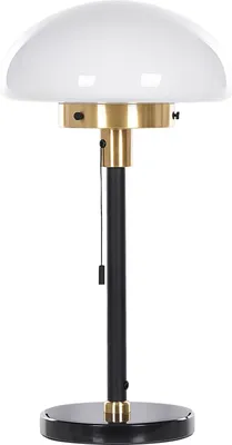Produktbild von BELIANI Tischlampe Schwarz Gold Weiß Eisen 66 cm Rund mit Zugschalter Klassisch Stilvoll für Wohnzimmer Schlafzimmer Flur