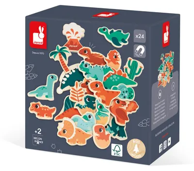 Produktbild von Janod Dino - Magnetisches Spielzeug Magnetset DinosaurierHolz