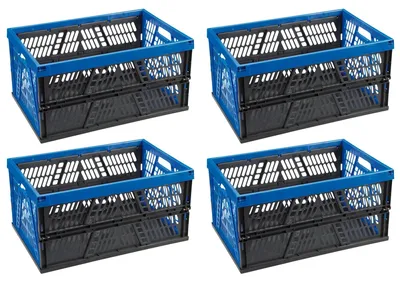 Produktbild von Novaliv Klappbox 45l Blau 4er Set - Faltbare Korbbox mit praktischen Tragegriffen - Vielseitige Aufbewahrungsbox