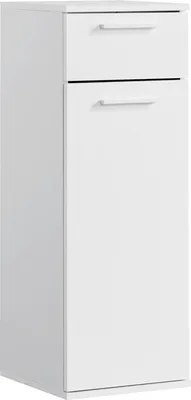 Produktbild von mokebo® Bad-Beistellschrank schmal 'Der Matrose', Badschrank in weiß oder Badezimmerschrank, auch als Nischenschrank oder Midischrank fürs Bad aus Holz in 91x33x34cm (HxBxT), auch als Badmöbel Set