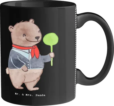 Produktbild von Mr. & Mrs. Panda Tasse Zugbegleiterin Herz - Schwarz - Geschenk, kaffeebecher bedruckt, Trinkbecher, schöne, Teetasse