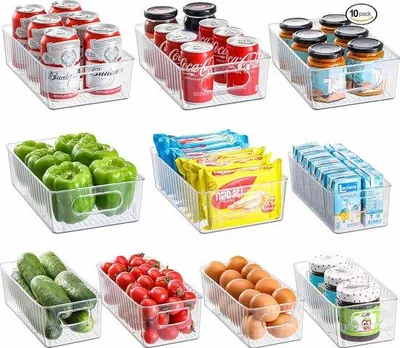 Image de Lot de 10 rangements pour réfrigérateur, transparents, sans BPA, boîtes de cuisine