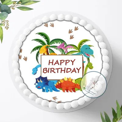 Produktbild von Für die Geburtstags Torte, Zuckerbild mit dem Motiv: Dinosaurier , Dino, Essbares Foto für Torten, Fondant, Tortenaufleger Ø 20cm, 0286c