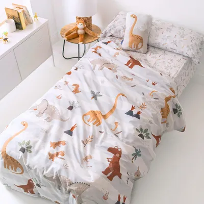 Image de Housse de couette HappyFriday Moshi Moshi Dino Family Coloré Matelas simple 2 pièces