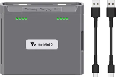 Produktbild von Für DJI Mini 2 SE/Mini 2/Mini 4K Dual-Ladehub für zwei Akkus Grau