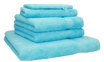 Produktbild von Betz 5-tlg. Handtuch-Set PREMIUM 1 Duschtuch 2 Handtücher 1 Gästetuch 1 Waschhandschuh  Farbe: türkis