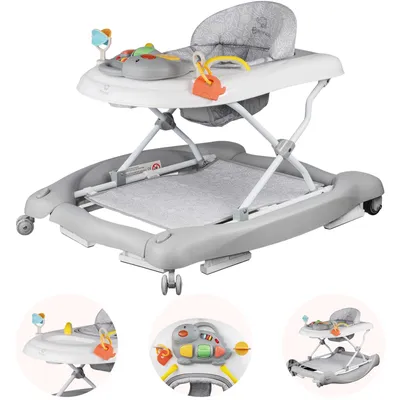 Produktbild von BRONEA® 5-in-1 Lauflernhilfe Babywalker | Gehfrei Schaukelfunktion, Musik & Licht | Laufhilfe für Baby ab 6 Monate | Höhenverstellbar Klappbar | Grau