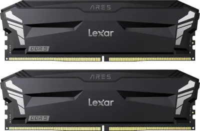 Two Lexar ARES DDR5 RAM modules are shown side-by-side against a white background.