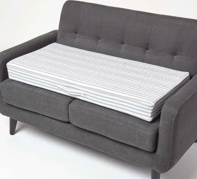 Produktbild von HOMESCAPES Sofa-Auflage 100 x 50 cm für Zweisitzer - orthopädisches Sitzkissen grau gestreift