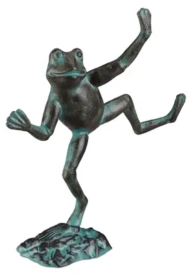 Produktbild von Gartenfigur Frosch Gartenskulptur Froschfigur - Gusseisen - Wetterfest - Grün - Für drinnen und draußen