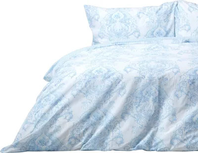 Produktbild von HOMESCAPES Bettbezug-Set mit Toile-De-Jouy-Muster, 230 x 220 cm, blau