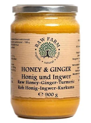 Produktbild von Raw Farm - Imker Honig mit Ingwer und Kurkuma aus einer einzigen Quelle, roh, ungefiltert, unerhitzt, 900 g, Naturprodukt