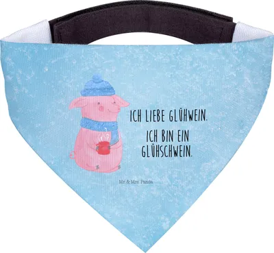 Produktbild von Mr. & Mrs. Panda Hunde-Halstuch Schwein Glühwein - Eisblau - Geschenk, Hunde Halstuch, Weihnachten, Hund, Weihnachtsmarkt, Punsch, Für, Glühschwein