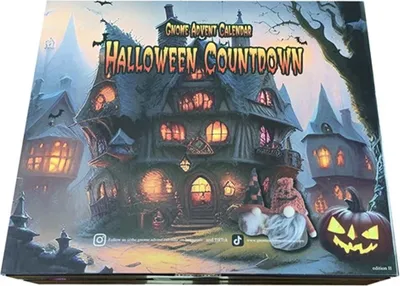 Produktbild von Halloween Gnome Adventskalender, Halloween Christmas Countdown Kalender, Weihnachten Festliche Spielzeug Adventskalender Puzzle Holiday Ornament