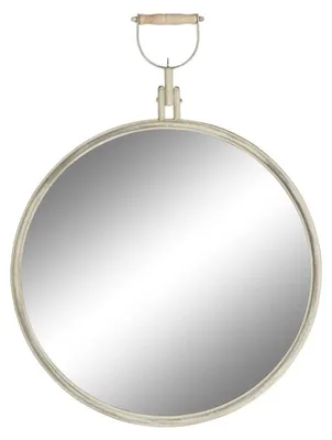 Wandspiegel rund, weiß, 59x3x78 cm, Glas/Metall