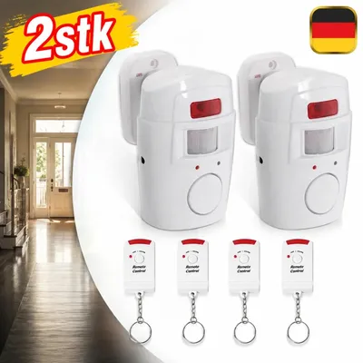 Immagine prodotto di 2 sensori di movimento con allarme a infrarossi, sistema di allarme PIR per casa o camper, con sirena da 105 dB