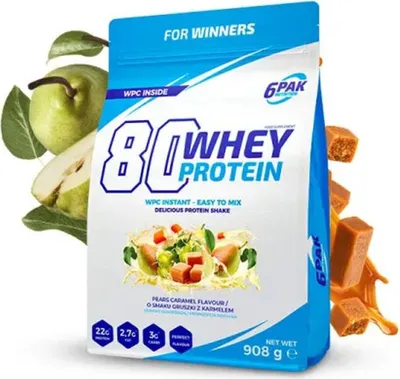 Produktbild von 6Pak Nutrition 80 Whey Protein- 908 g Pears Caramel