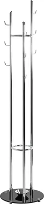 Garderobenständer Metall/Glas, Chrom/Schwarz, H 183 cm, Ø 40 cm