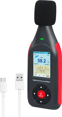 Produktbild von Digitales Schallpegelmessgerät 30–130 dB, Datenspeicher, Farbdisplay, USB Typ-C