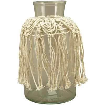 Produktbild von Makramee Windlicht, Glas, 14x14x25 cm, 243107
