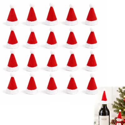 Mini-Weihnachtsmützen, 20 Stück, 4 x 7 cm, rot-weiß, für Deko und DIY