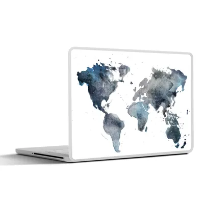 Produktbild von MuchoWow® Laptop Aufkleber Sticker Cover Weltkarte - Aquarell - Abstrakt 31x22.5 cm - Laptop-Deko