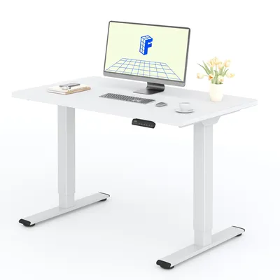 Zdjęcie produktu dla FLEXISPOT biurko z elektryczną regulacją wysokości 120x80cm udźwig 100KG, podwójny silnik, 4 funkcje pamięci, jednoczęściowy blat 25mm (biały)