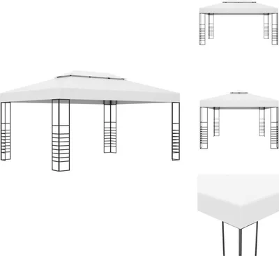 Image de vidaXL Pavillon de jardin Acier revêtu par poudre 4x3x2,7 m Blanc - Pavillons & Tentes de réception