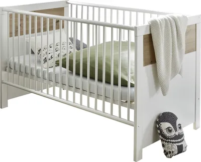 Produktbild von Babybett >Filou< in Weiß / Artisan Eiche Nachbildung - 76x84x144 (BxHxT)