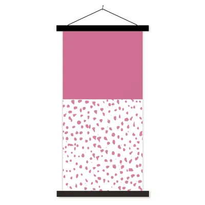 Produktbild von MuchoWow® Textilposter Punkte - Rosa - Muster 60x120 cm mit schwarzem Rahmen - Magnete