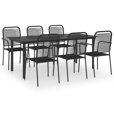 Immagine prodotto di set da pranzo da giardino vidaXL 7 pezzi in vetro nero e acciaio