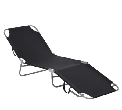 Produktbild von Sonnenliege, klappbar, verstellbare Rückenlehne, Campingliege rostfreier Metallrahmen, 187 x 55 x 24