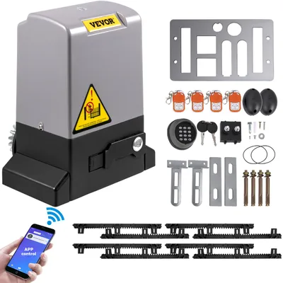 Immagine prodotto di Apriporta scorrevole VEVOR, 1800 kg, Apriporta automatico da 4 m con 4 telecomandi e controllo APP, Operatore elettrico per porta a rullo, Kit di sicurezza per operatore porta