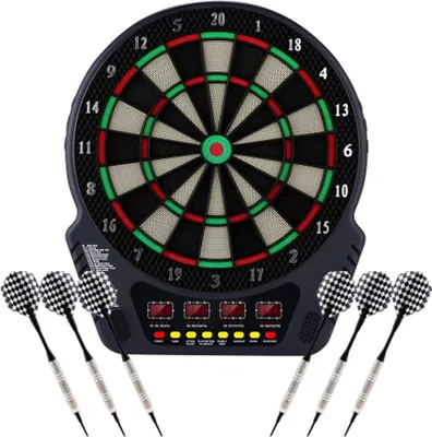 Produktbild von Elektronische Dartscheibe, E Dartboards Dartautomat mit 6 Dartpfeile, Ersatzsspitzen, 27 Spielen und 243 Varianten für 16 Spieler