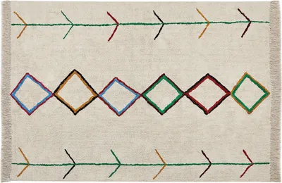 Obrázok produktu pre BELIANI Koberec béžový bavlnený 160 x 230 cm farebný geometrický vzor všívaný obdĺžnikový obývacia izba