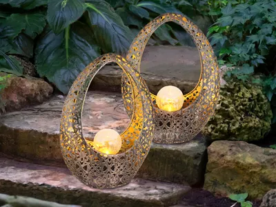 Produktbild von Solarleuchten mit Glaskugel, Outdoor Tischleuchten Bronzefarben für den Garten