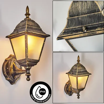 Produktbild von Quartucciu Wandlampe aufwärts in antikem Look aus Metall/Glas in Braun-Gold