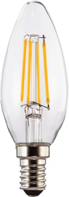 Produktbild von LED-Filament, E14, 470lm ersetzt 40W, Kerzenlampe, Warmweiß, Klar (001